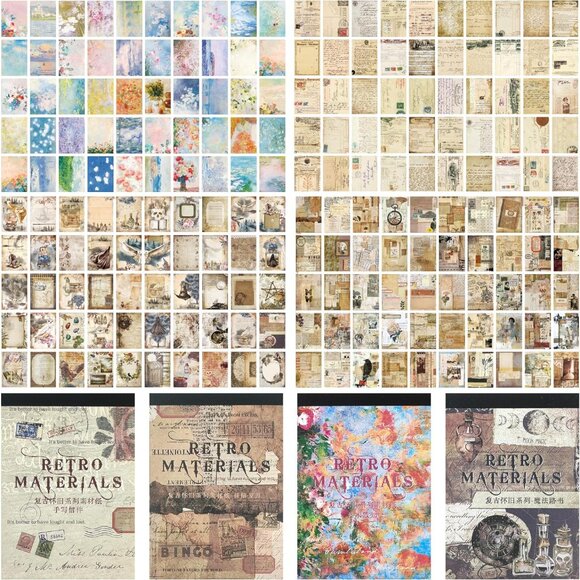 400 PCS Scrapbooking Supplies Vintage Scrapbook Paper Decorative Paper Bullet Co - Picture 4 of 7